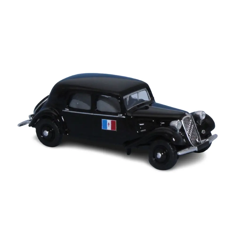 Citroën Traction 11A 1935 noire drapeau français avec croix de lorraine - SAI 6171 - HO 1/87