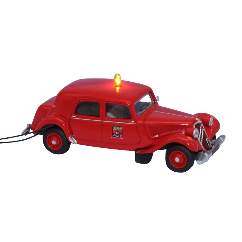 Citroën Traction 11B 1952, pompiers de Paris, avec gyrophare clignotant - Sai 0910 - HO 1/87