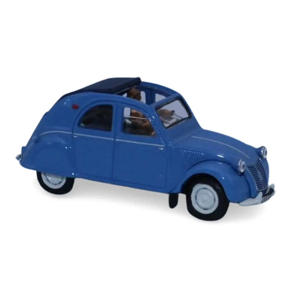 Citroën 2 CV bleue capote ouverte - SAI 1609 - HO 1/87
