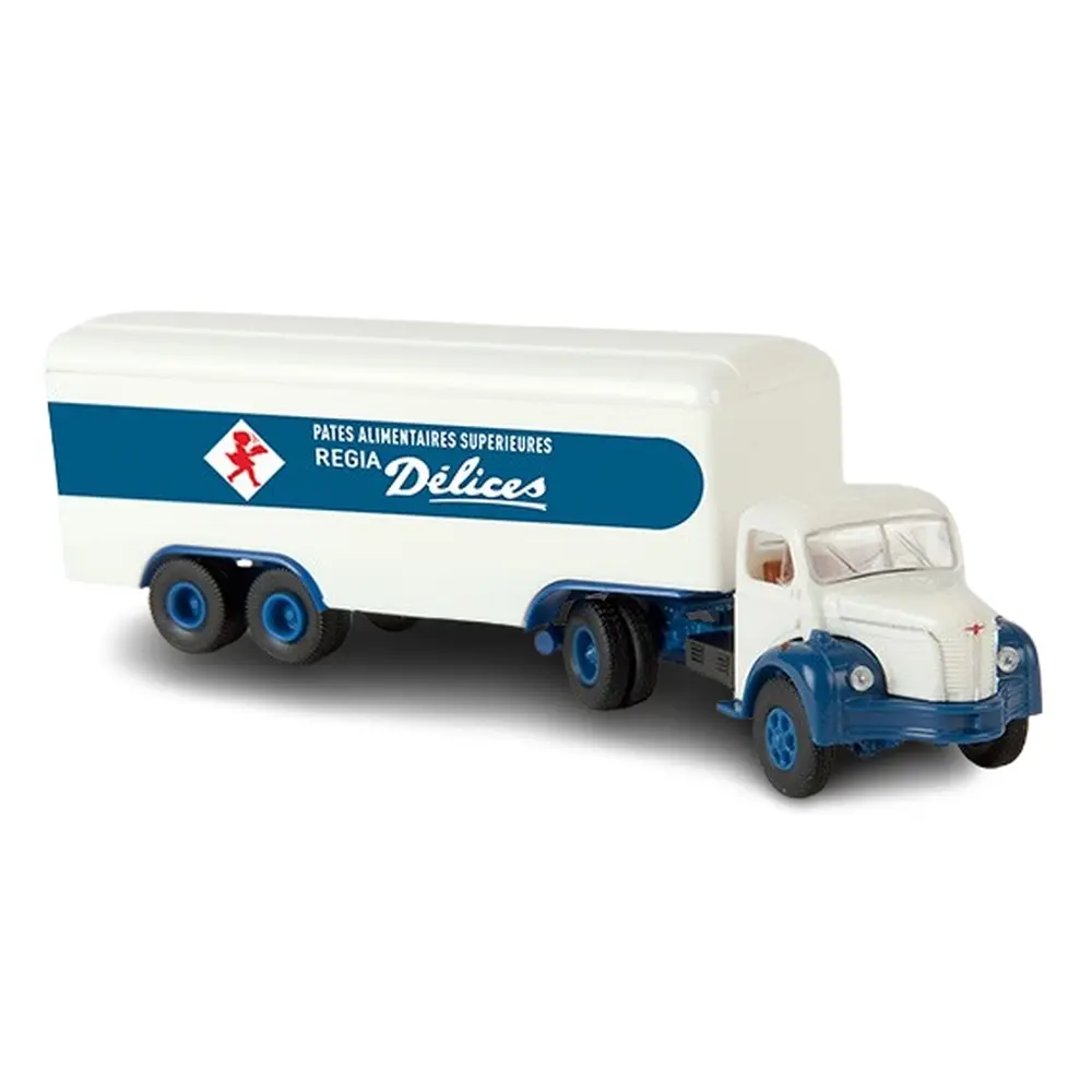 Semi-remorque tôlé avec tracteur Berliet TLR 8 a, pâtes Délices - Sai 2549 - HO 1/87