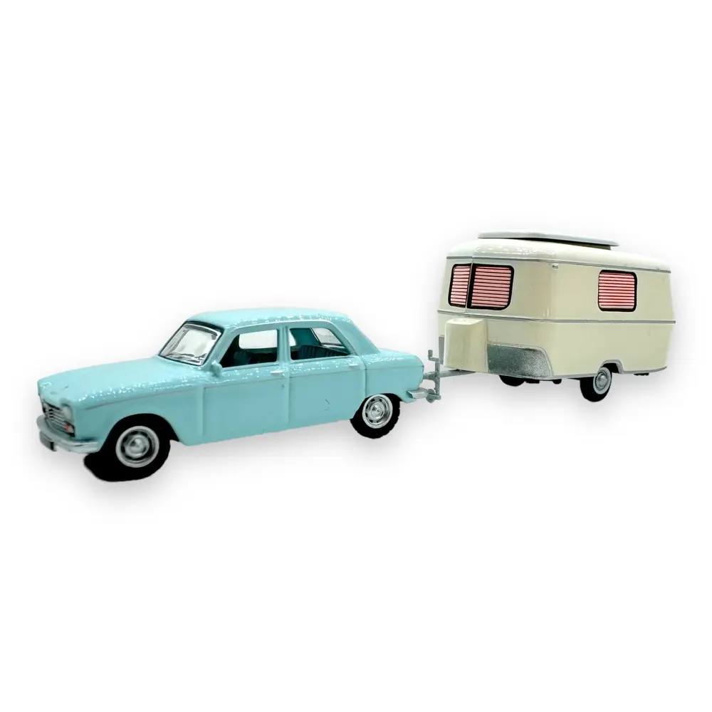 Coffret voiture Peugeot 204 avec caravane Eriba - Sai 6258 - HO 1/87
