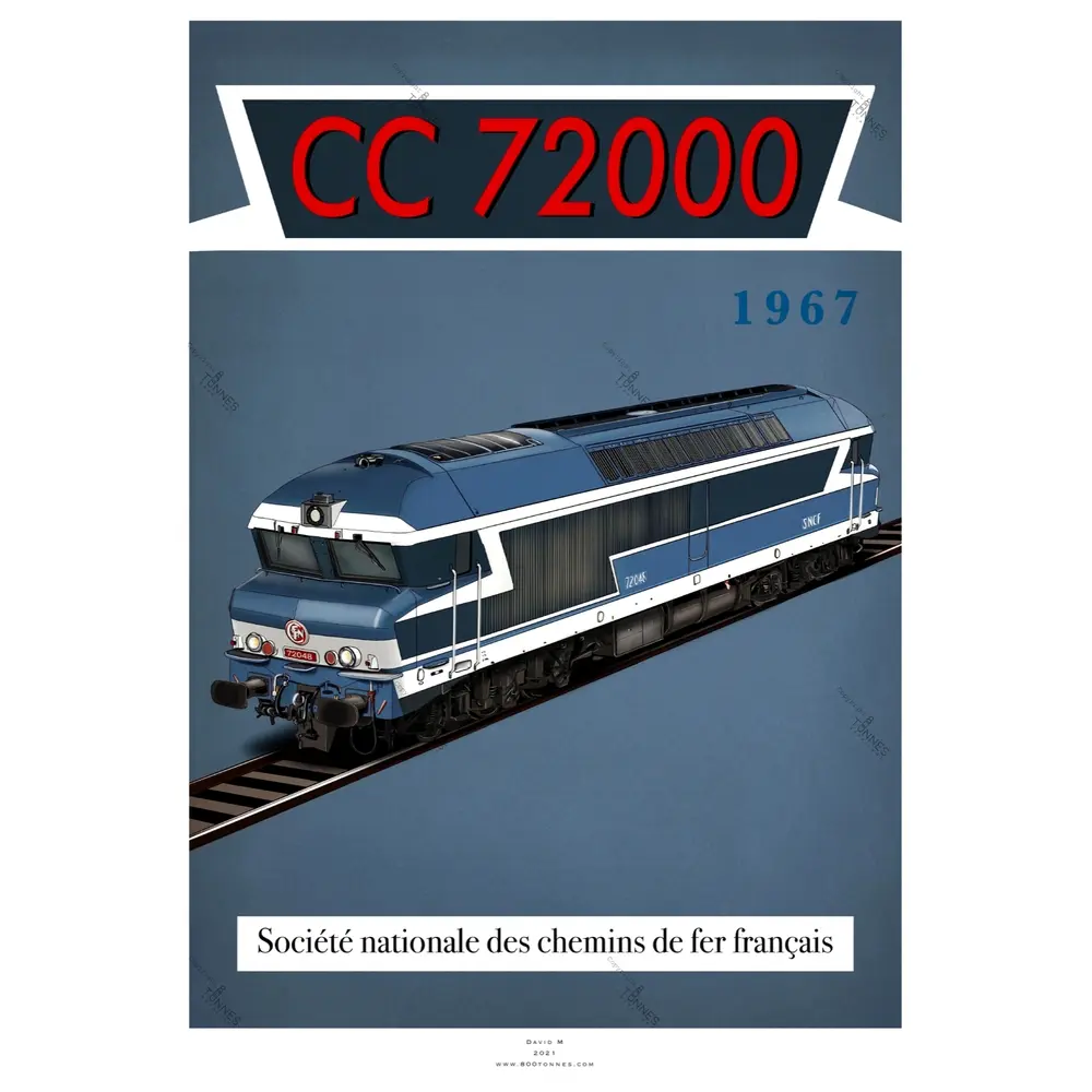 Poster Locomotive CC 72000 - 1967 - 800Tonnes 8TCC72000 - A2 42.0 x 59.4 cm - SNCF