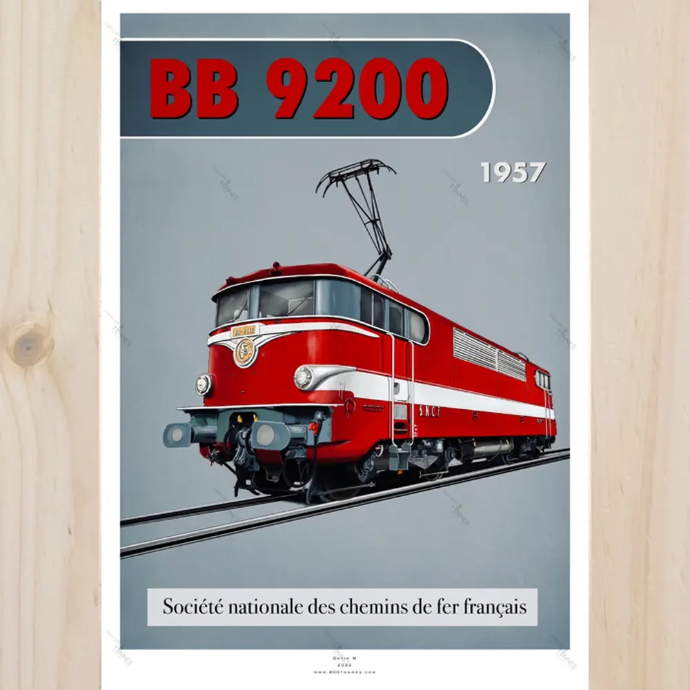 Poster locomotive électrique BB 9200- 1957 - 800Tonnes - SNCF - A2 42.0 x 59.4 cm