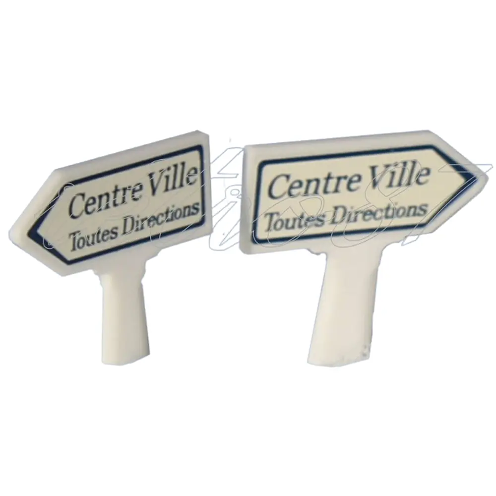 2 panneaux Michelin d'indication de lieux : Centre Ville Toutes Directions - Sai 8414 - HO 1/87