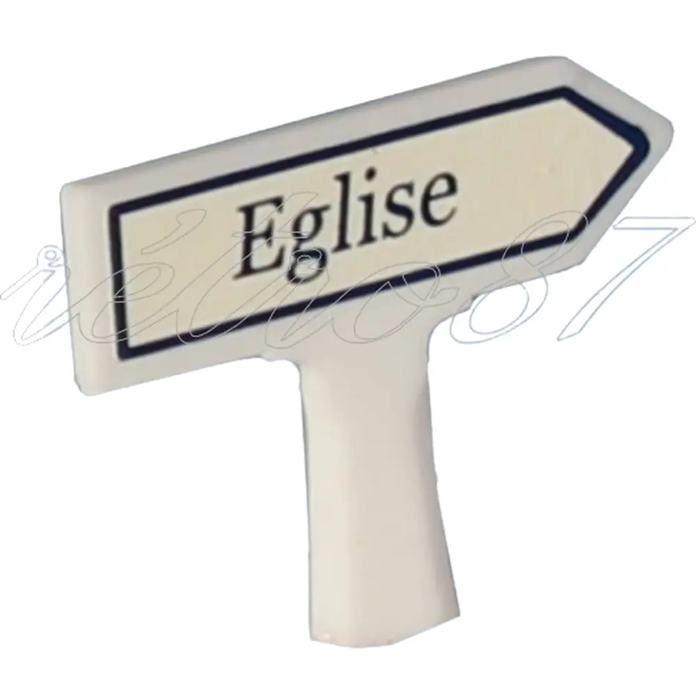 Panneau Michelin d'indication de lieu, vers la droite : Eglise - Sai 8419 - HO 1/87