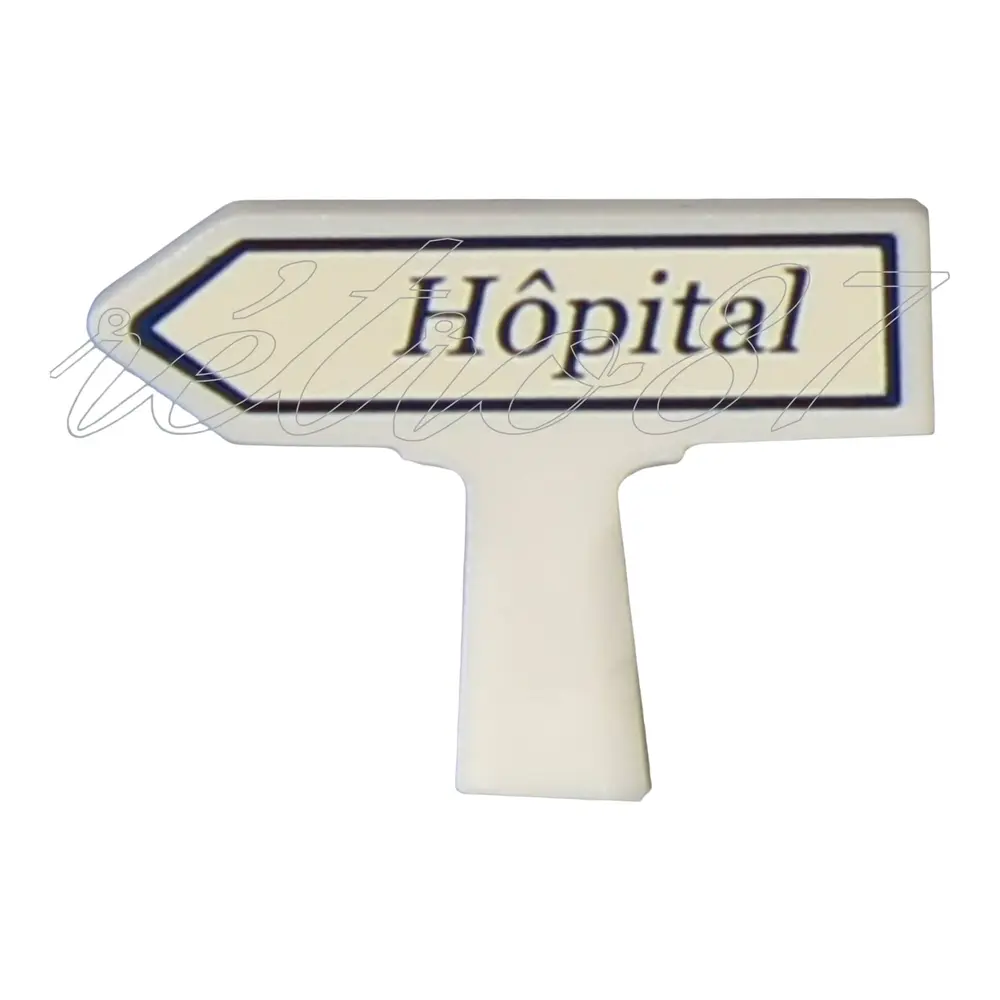 Panneau d'indication de lieu - SAI 8420 - HO 1/87 - Vers la gauche : Hôpital