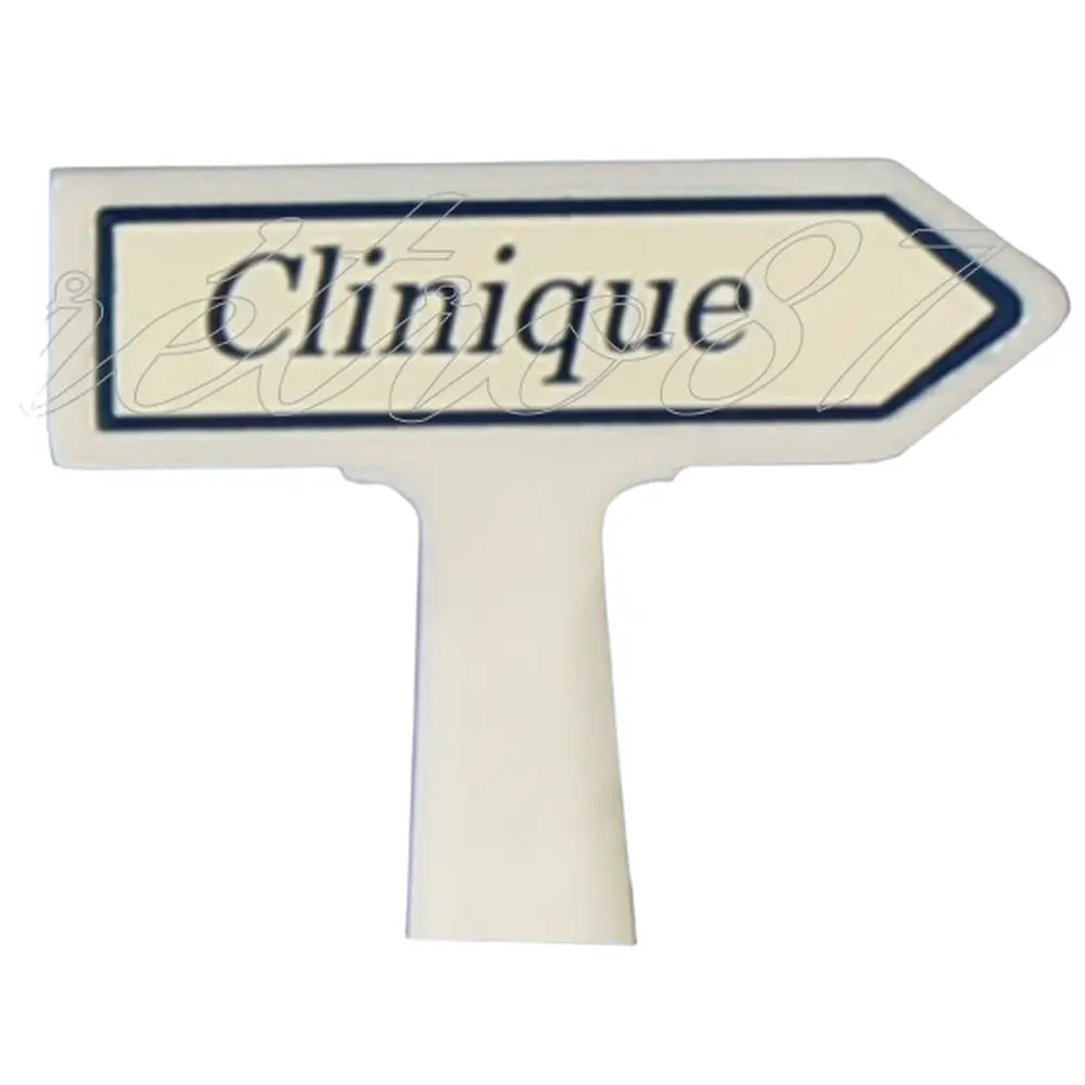 Panneau Michelin d'indication de lieu, vers la droite : Clinique - SAI 8427 - HO 1/87