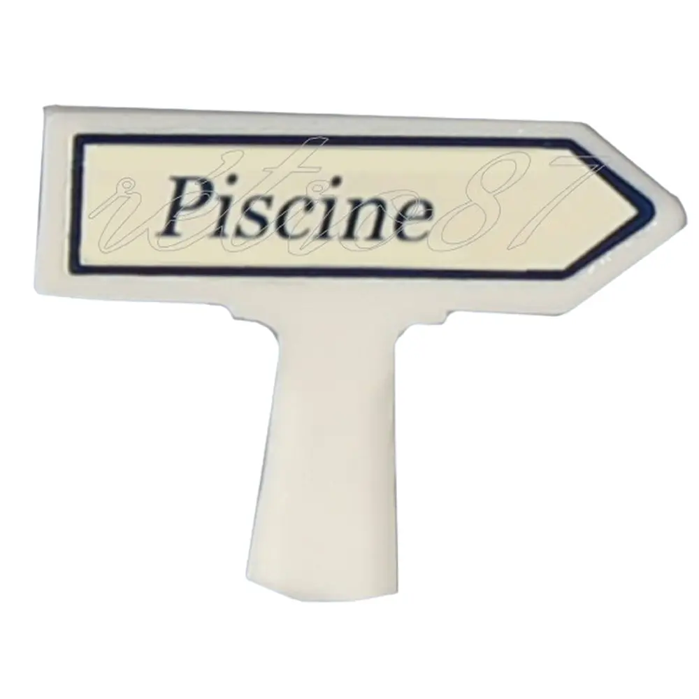 Panneau Michelin d'indication de lieu, vers la droite : Piscine - Sai 8429 - HO 1/87
