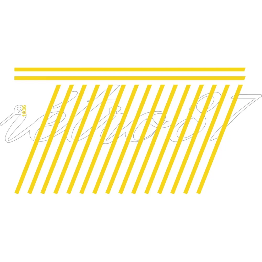 12 places ( 2 x 6 ) de stationnement en épi, marquages jaunes, avant 1973 ; décalcomanies à poser - Sai 1036 - HO 1/87