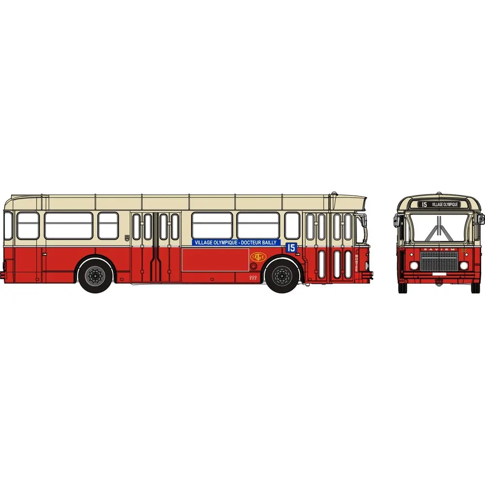 Autobus Saviem SC10, 1-4-4, Grenoble, SGTE ligne 15, 1965 - Sai 4380 - HO 1/87