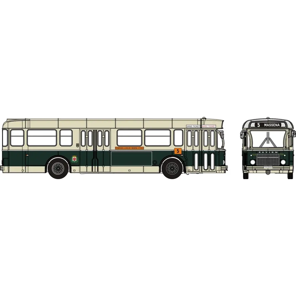 Autobus Saviem SC10, 1-4-4, Nice, TNL ligne 5, 1965 - Sai 4385 - HO 1/87