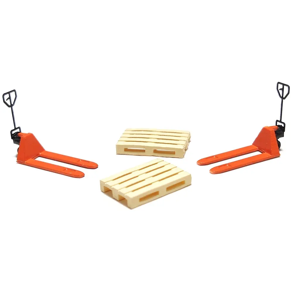 Transpalettes orange et palettes Euro - 87TRAIN 221027 - HO 1/87