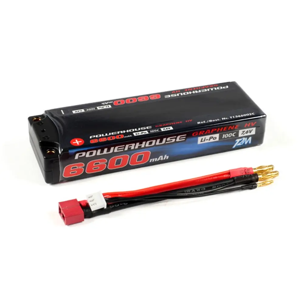 Accu Li-Po Coqué 7.6V 2S 6600mAh 100C - T2M T1366002C - Dean/XH & Plug 4mm