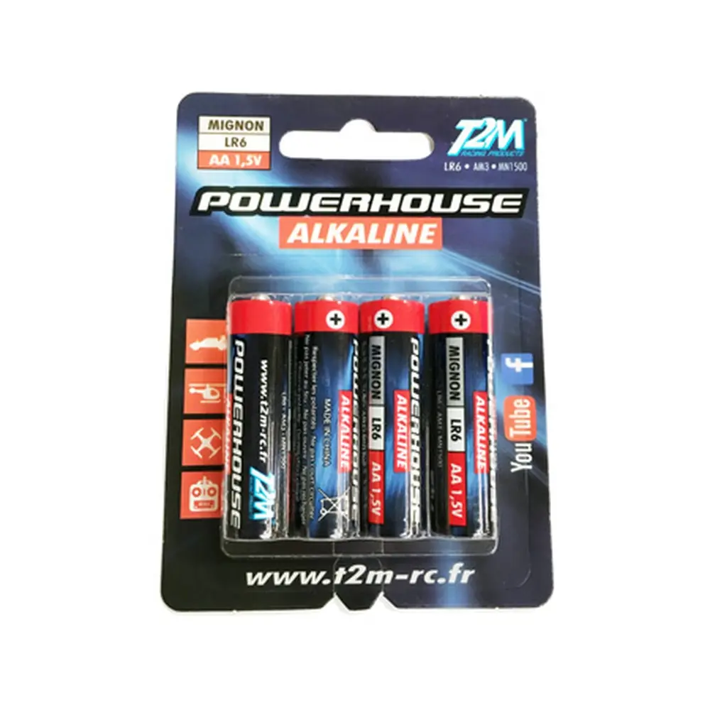 Lot de 4 Piles Alcalines AA LR6 - T2M T3619 - 1.5V