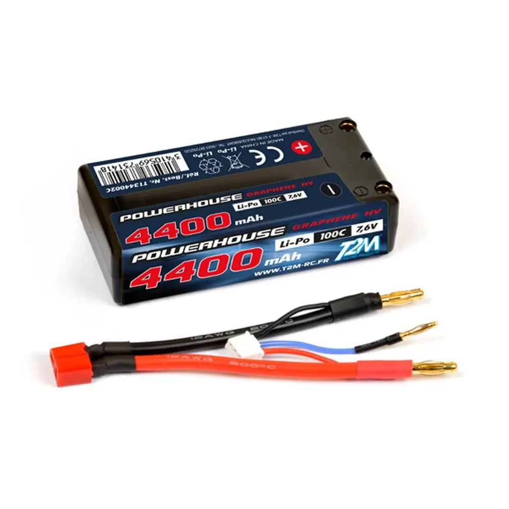 Accu Li-Po 4400 mAh HV 7.6v - T2M T1344002C - Dean/XH