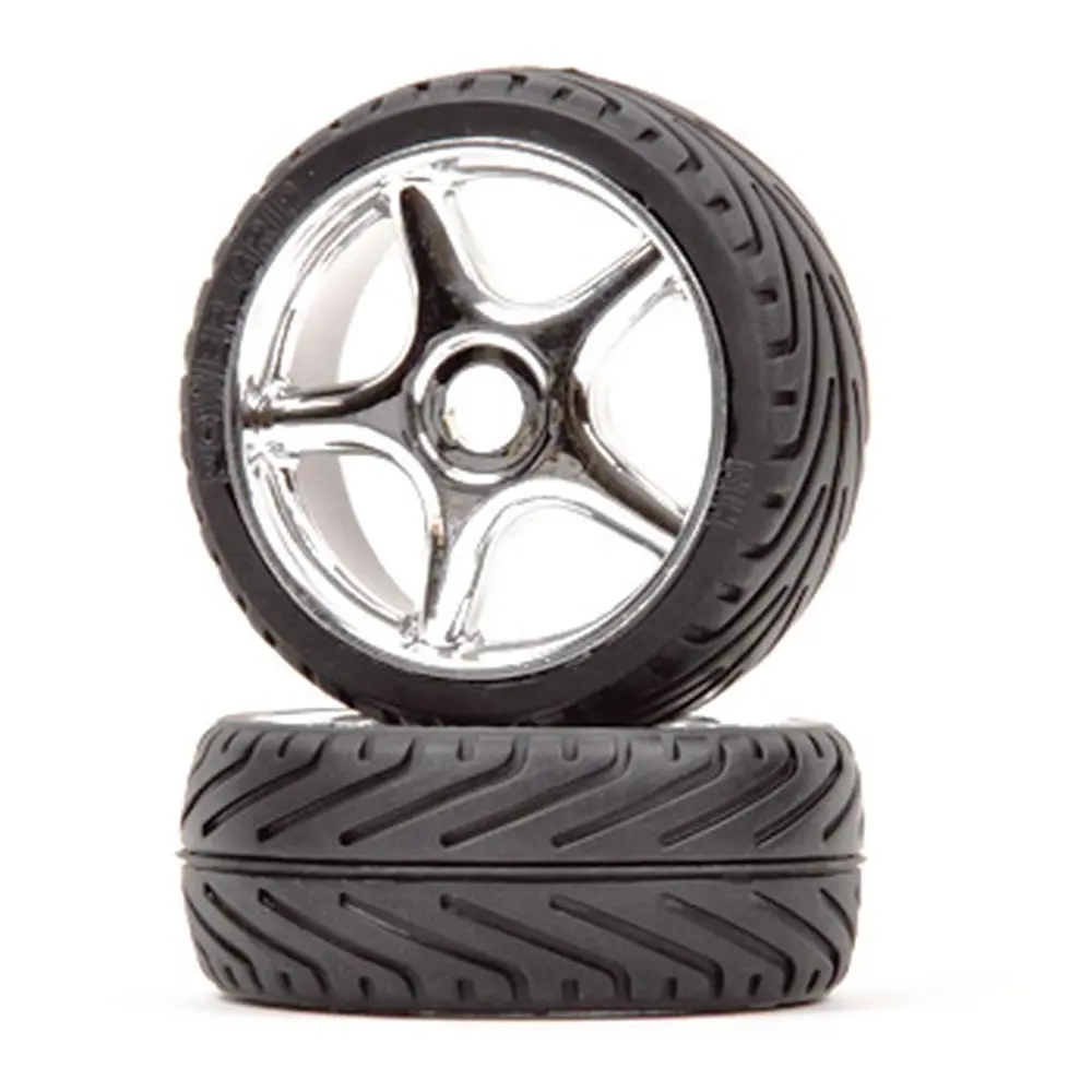 Lot de 2 pneus rally game avec jantes chromées - T2M T900110C - 1/8