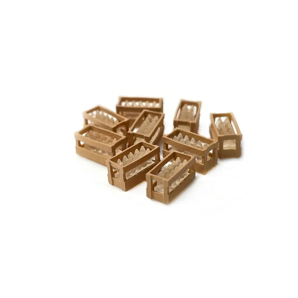 Caisses en bois avec bouteilles transparentes - 87TRAIN 221050 - HO 1/87