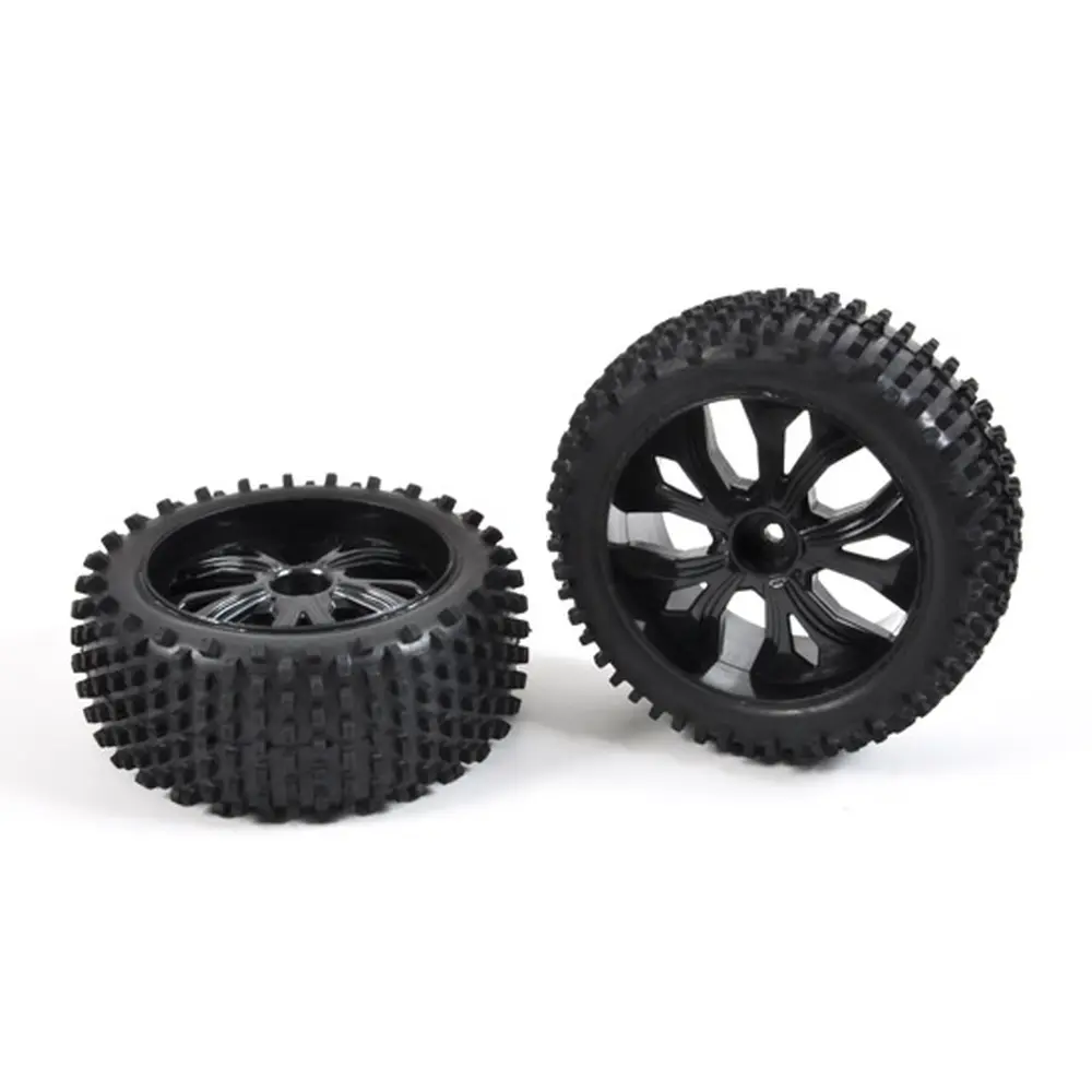 2 pneus avants avec jantes noires pour châssis Pirate - T2M 4910/2A - 1/10