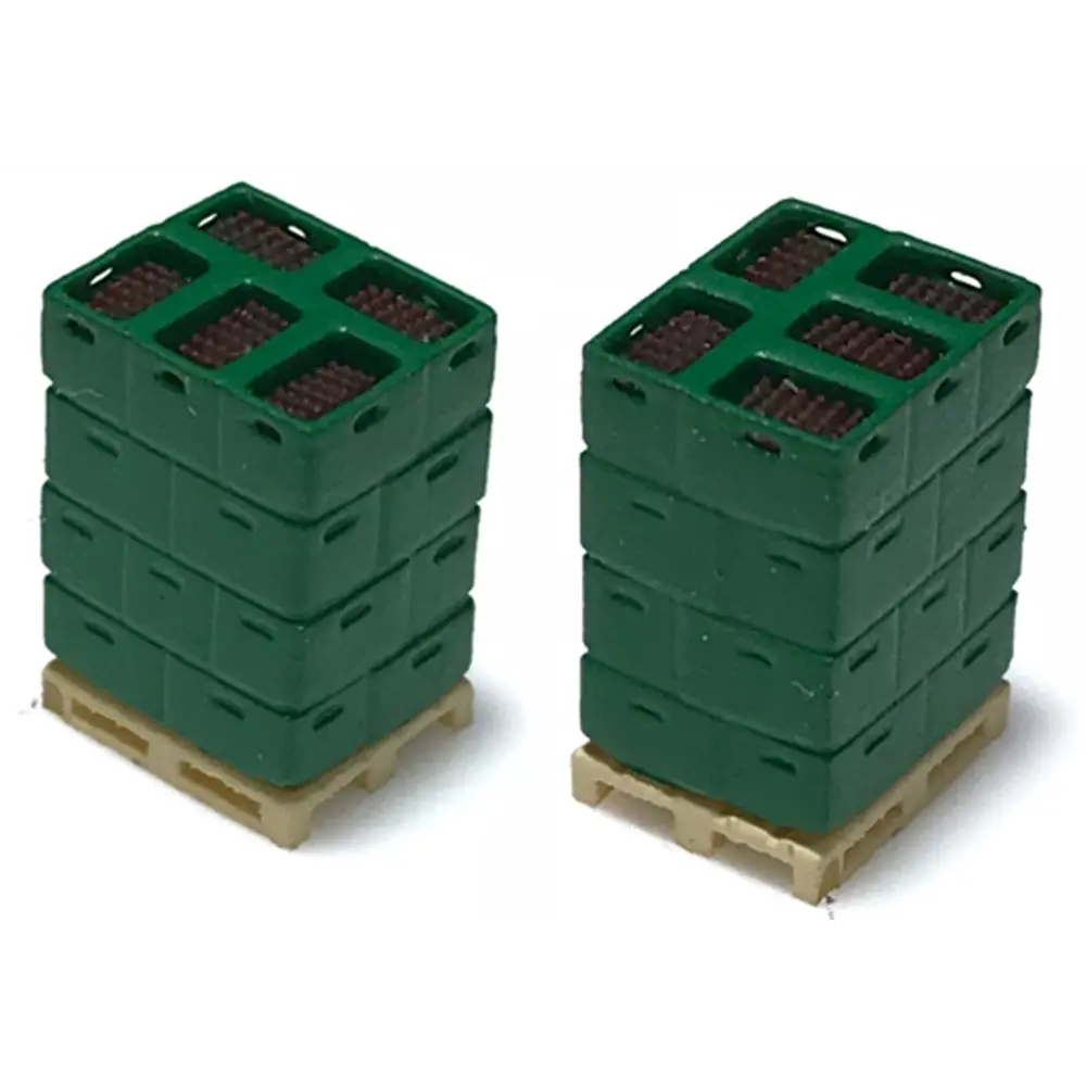 Lot de 2 palettes avec caisses vertes - 87TRAIN 221008 - HO 1/87