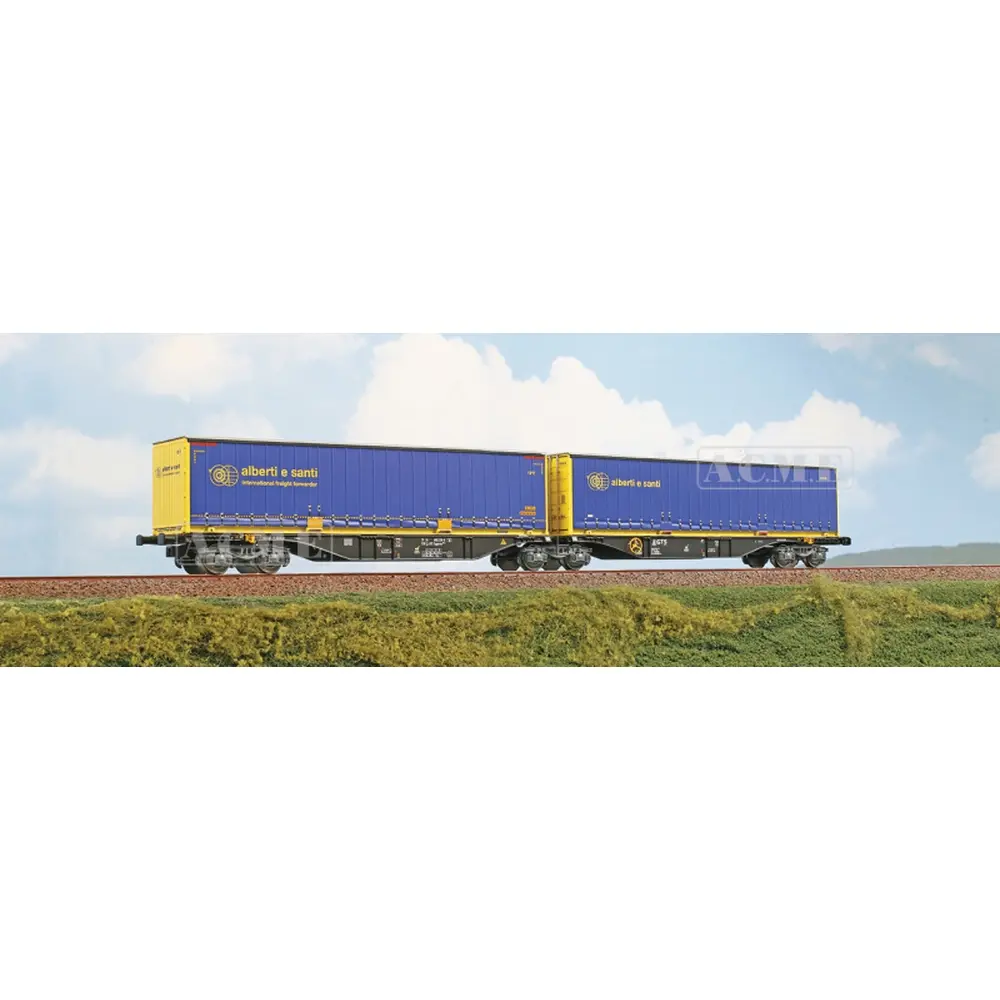 Wagon porte-conteneurs Sggrmms 90, GTS avec carburant modifiable - Acme 40384 - HO 1/87 - GTS Rail - Ep V-VI - 2R