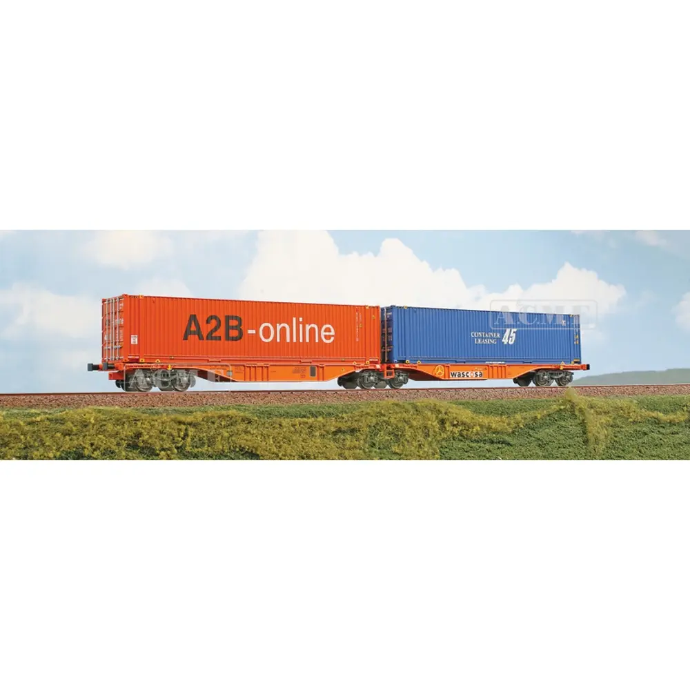 Wagon porte-conteneurs Sggrmms 90 - Acme 40385 - HO 1/87 - Wascosa - Ep V-VI - 2R