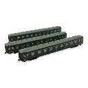 Set 3 voitures voyageurs DEV AO Arnold HN4383 - N 1/160 - SNCF - EP III