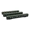 Set 3 voitures voyageurs DEV AO Arnold HN4385 - N 1/160 - SNCF - EP IV