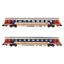 Set de 2 autorails diesels classe 5047 ( motorisé + neutre ), livré rouge/bleu/beige avec nouveau logo « ÖBB » - Arnold HN2522 - N 1/160 - ÖBB - Ep IV/V - Analogique - 2R
