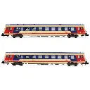 Set de 2 autorails diesels classe 5047 ( motorisé + neutre ), livré rouge/bleu/beige avec nouveau logo « ÖBB » - Arnold HN2522S - N 1/160 - ÖBB - Ep IV/V - Digital sound - 2R