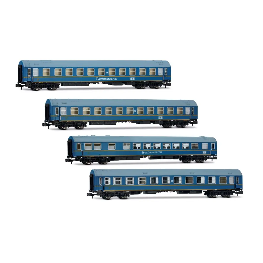 Coffret 4 voitures OSShD Type B « Touristen-Express » livrée bleue - Arnold HN4420 - N 1/160 - DR - Ep III - 2R