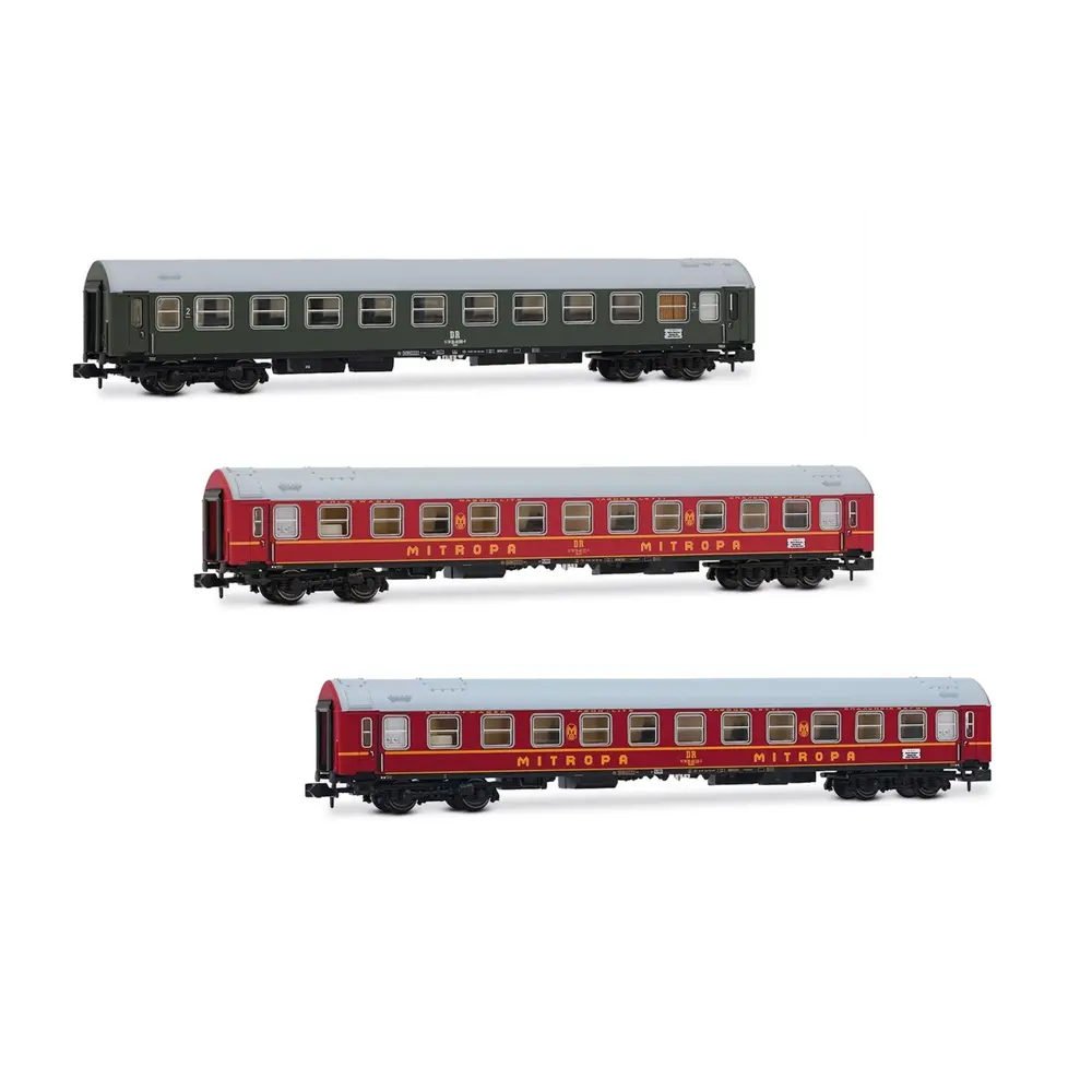Coffret 3 voitures OSShD Type B « Spree-Alpen-Express » livrée verte et rouge - Arnold HN4423 - N 1/160 - DR - Ep IV - 2R