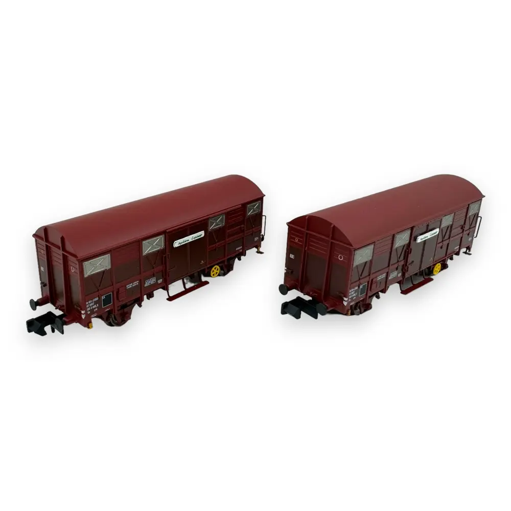 Coffret de 2 wagons couverts à 2 essieux - Arnold HN6572 - N 1/160 - SNCF - Ep IV - 2R