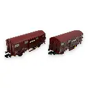 Coffret de 2 wagons couverts à 2 essieux - Arnold HN6572 - N 1/160 - SNCF - Ep IV - 2R