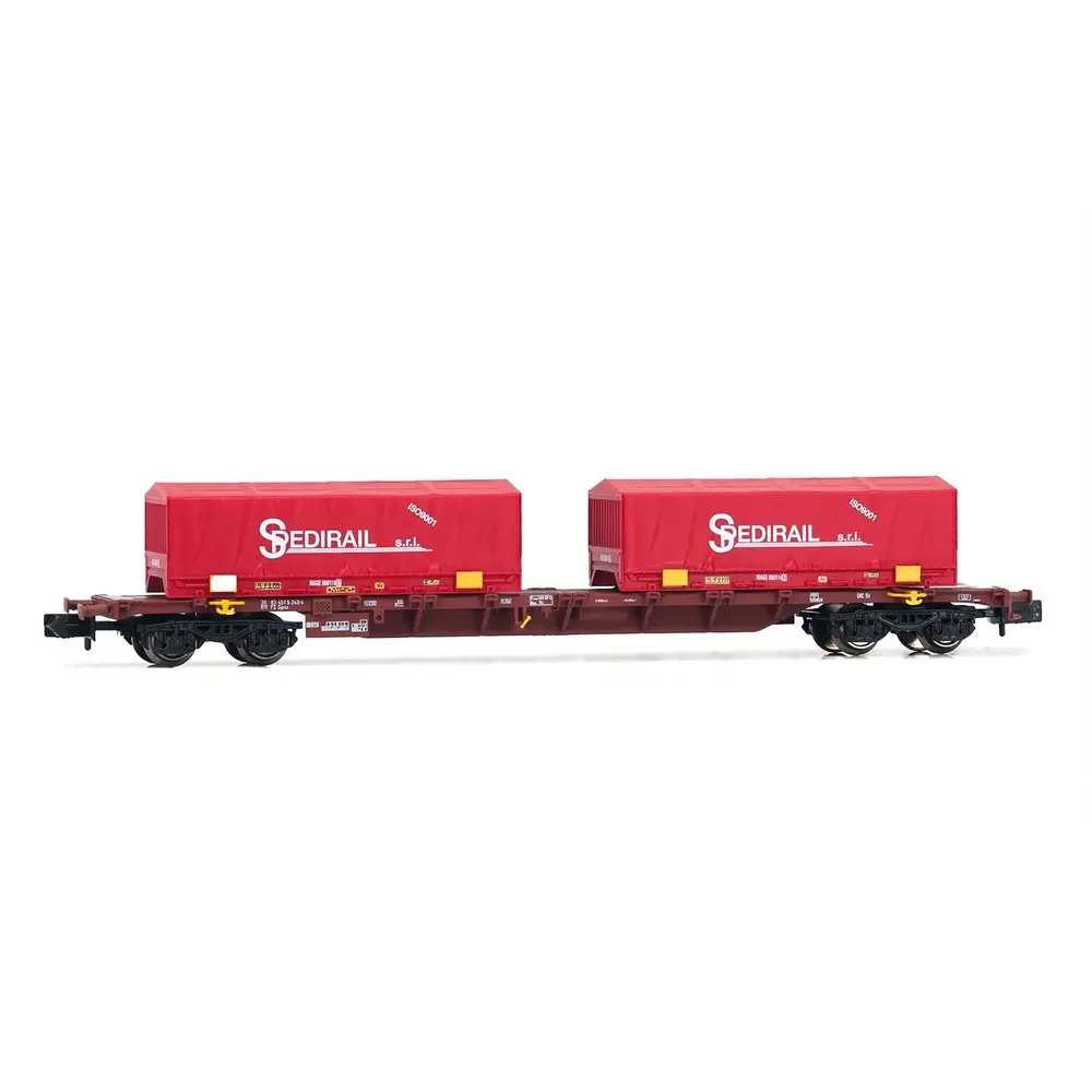 Wagon Porte-Conteneurs avec deux conteneurs "Spedirail" - Arnold HN6654 - N 1/160 - FS - EP VI
