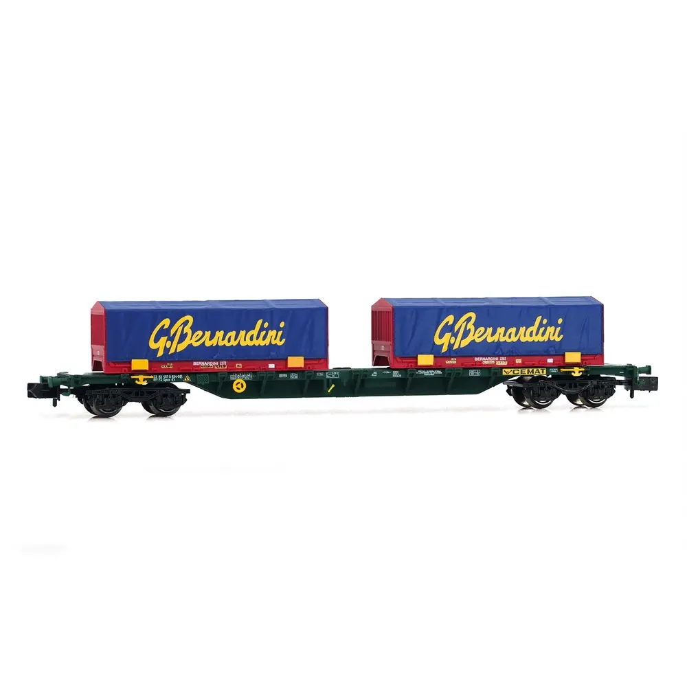 Wagon porte-conteneurs avec 2 conteneurs "Gruppo Bernardini" - Arnold HN6655 - N 1/160 - FS - EP VI
