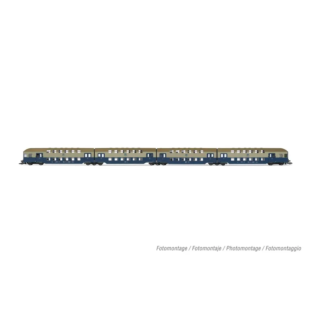 Coffret de 4 voitures voyageurs à 2 niveaux - Arnold HN9521 - TT 1/120 - DR - EP IV