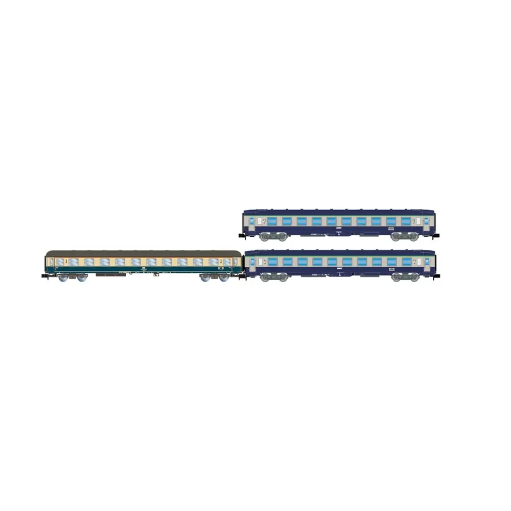 Coffret de 3 voitures "D242" - Arnold HN4437 - SNCF et DB - N 1/160 - EP IV - 2R