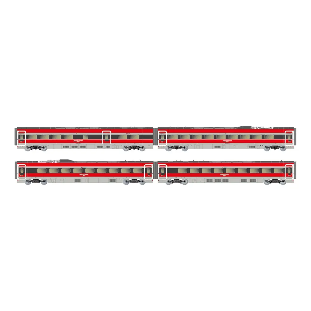 Coffret 4 voitures intermédiaires du TGV "Frecciarossa 1000" - Arnold HN3512 - N 1/160 - FS - EP VI