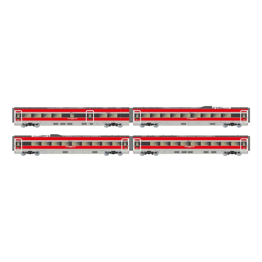 Coffret de 4 voitures intermédiaires du TGV "Frecciarossa 1000", publicité "Le plaisir d'un voyage nouveau" - Arnold HN3514 - N 1/160 - FS - EP VI