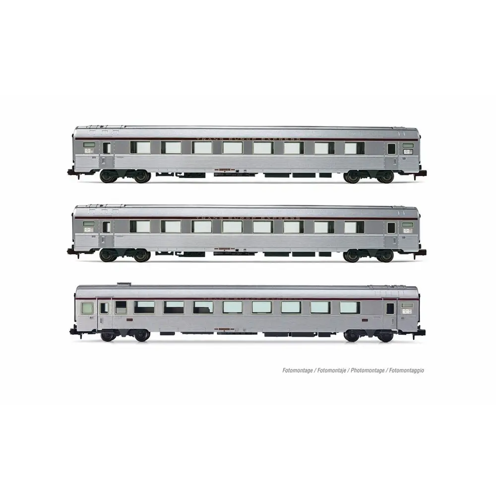 Coffret de 3 voitures type Mistral '69, TEE "Jules Verne" - Arnold HN4498 - N 1/160 - SNCF - EP IV
