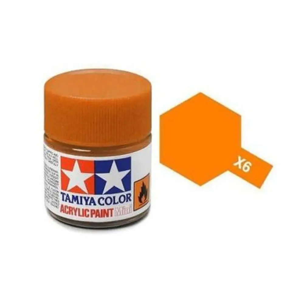 Peinture acrylique en pot - Orange Brillant X6 - TAMIYA 81506 - 10ml