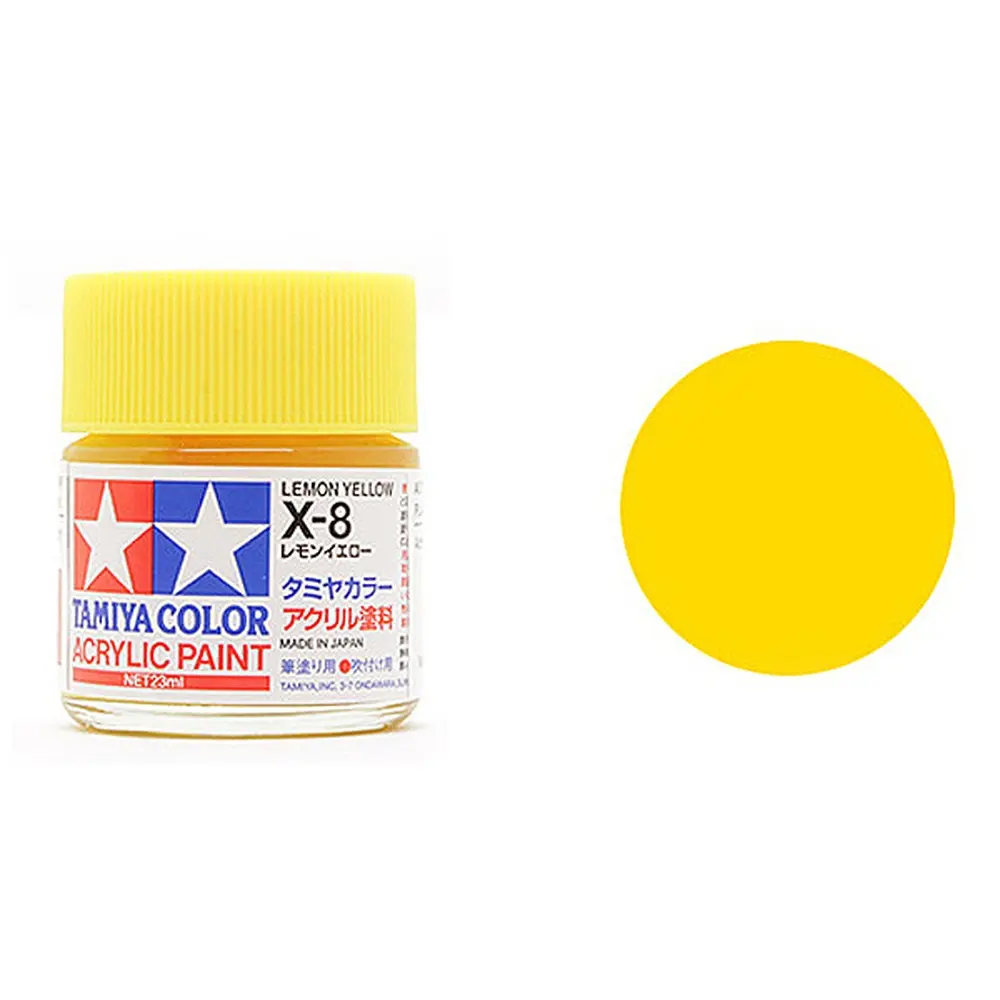 Peinture acrylique en pot - Jaune Citron Brillant X8 - Tamiya 81508 - 10ml