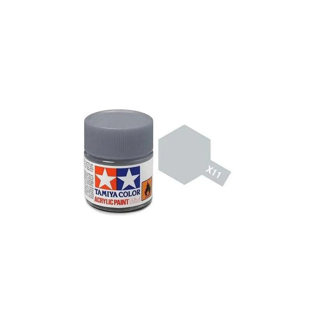 Peinture acrylique en pot - Chrome Argenté BRILLANT X11 - TAMIYA 81511 - 10ml