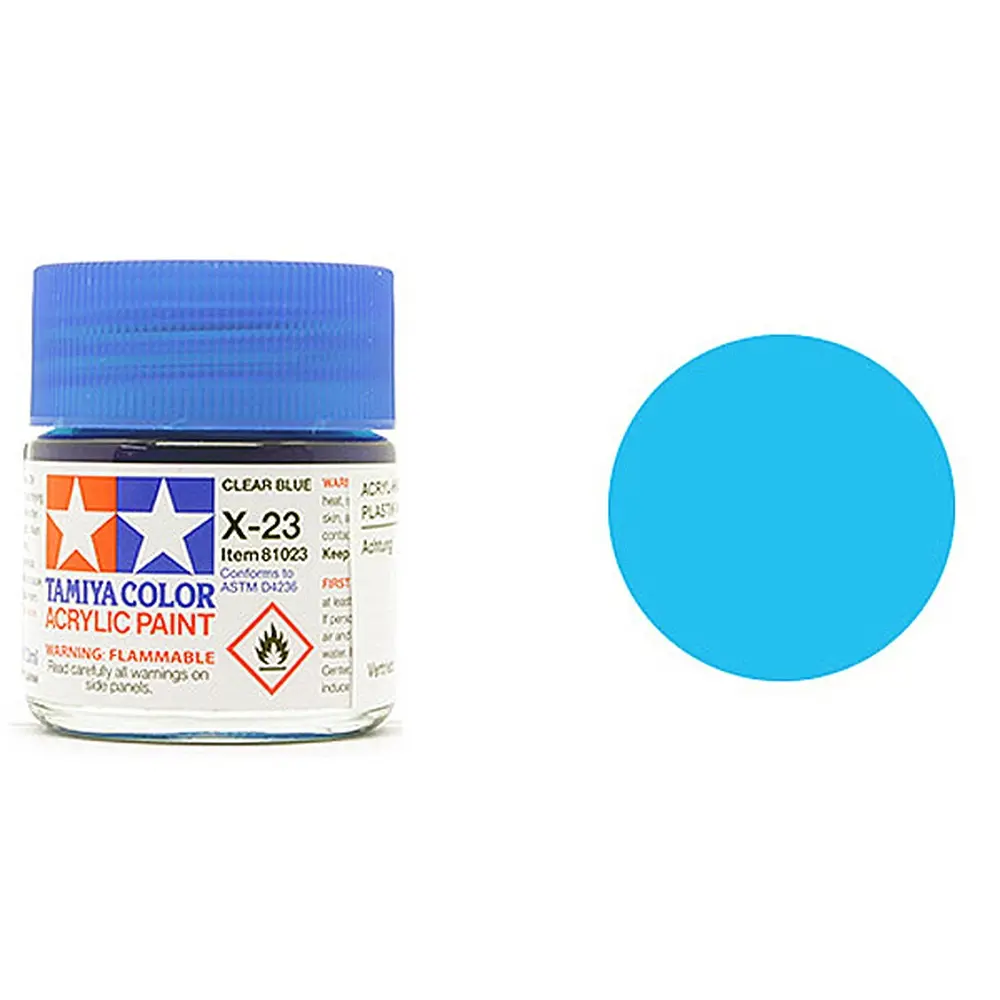 Peinture acrylique en pot - Bleu Transparent Brillant X23 - Tamiya 81523 - 10ml