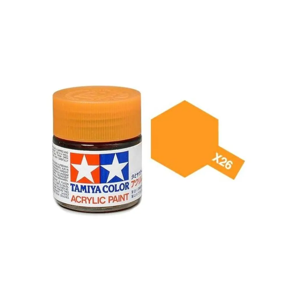 Peinture acrylique en pot -  Orange Transparent BRILLANT X26 - TAMIYA 81526 - 10ml