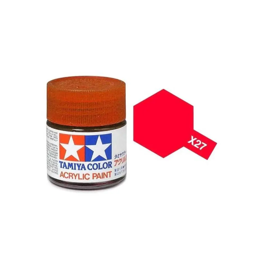 Peinture acrylique en pot -  Rouge Transparent BRILLANT X27 - TAMIYA 81527 - 10ml