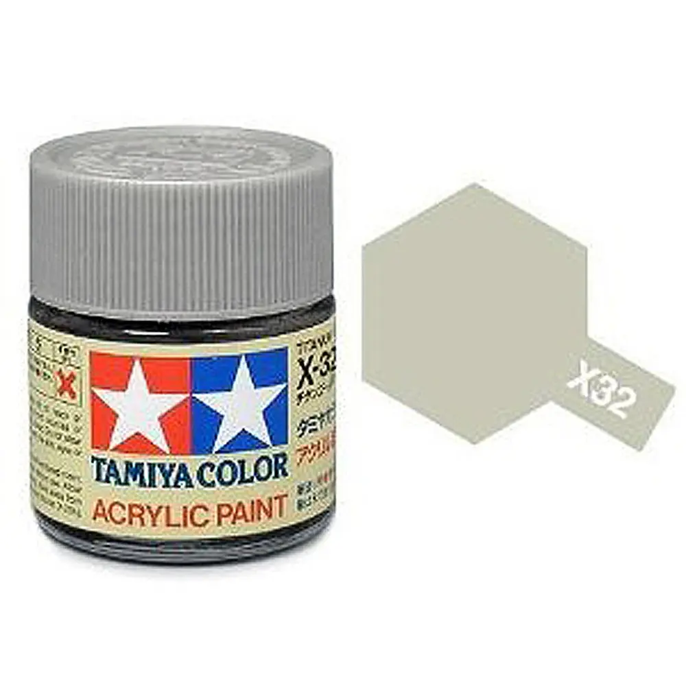 Peinture acrylique en pot - Titane Argenté Brillant X32 - Tamiya 81532 - 10ml