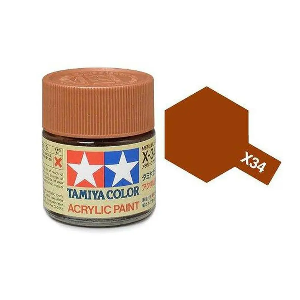 Peinture acrylique en pot - Marron Métal BRILLANT X34 - TAMIYA 81534 - 10ml
