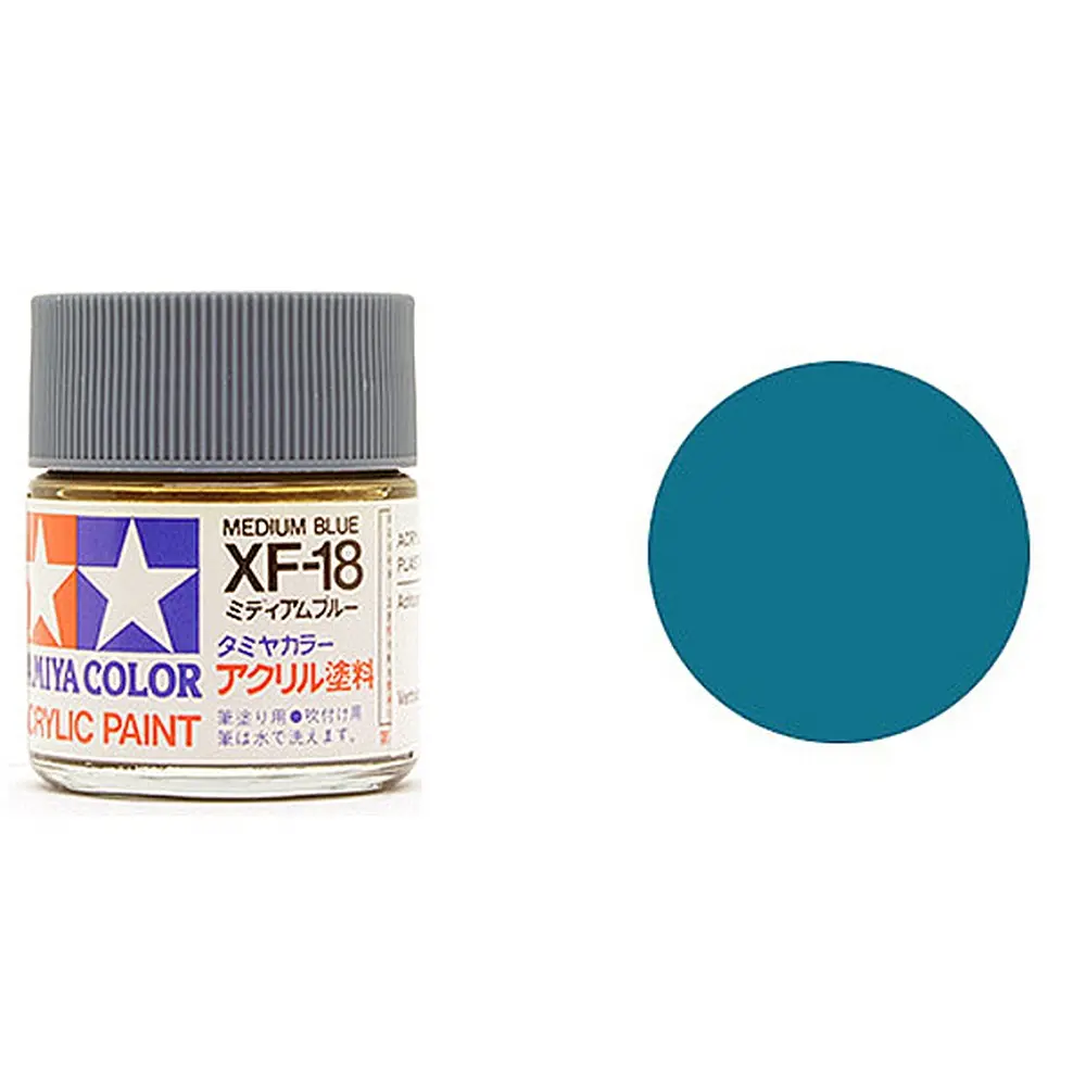 Peinture acrylique en pot - Bleu Moyen MAT XF18 - TAMIYA 81718 - 10ml