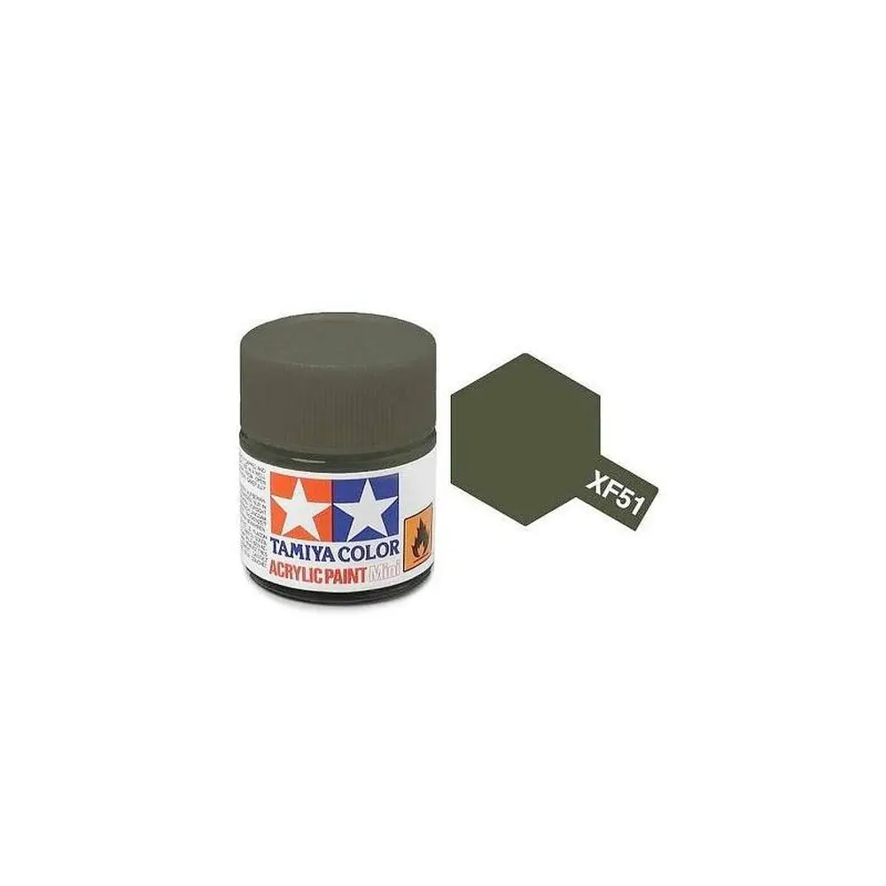 Peinture acrylique en pot - Vert Kaki MAT XF51 - TAMIYA 81751 - 10ml